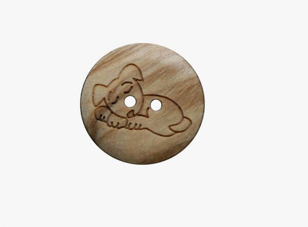 Holz Knopf 2 Loch mit Hund-Motiv
