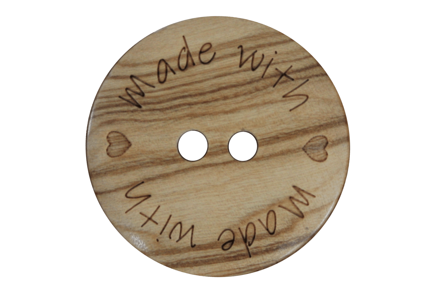 Holz Knopf "made with ♥"