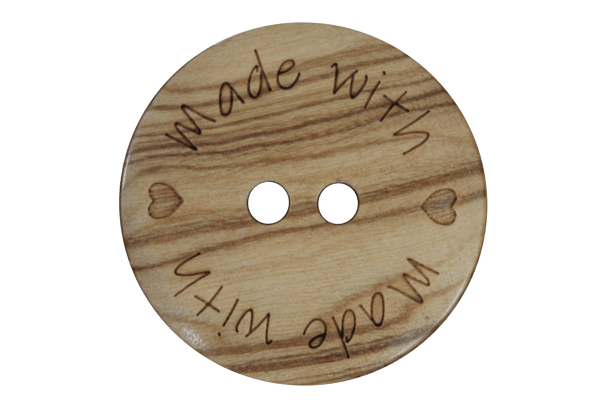 Holz Knopf "made with ♥"